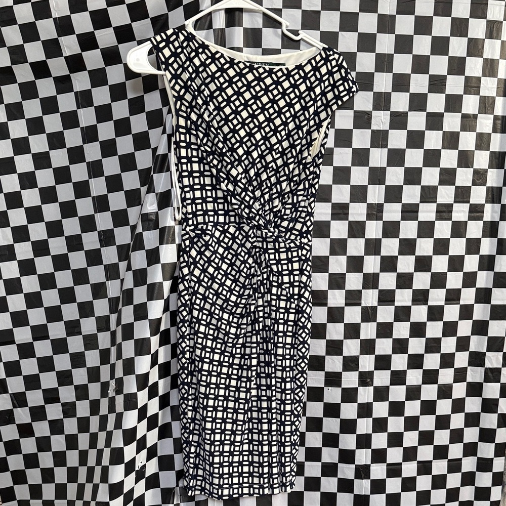Ralph Lauren Black and White Checkered Midi Dress